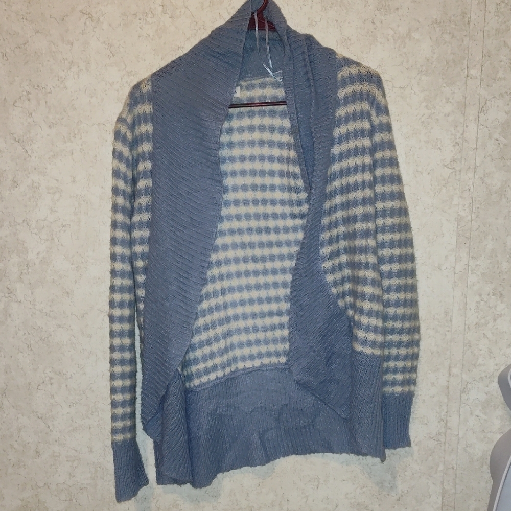 Blue and Cream Women's cardigan